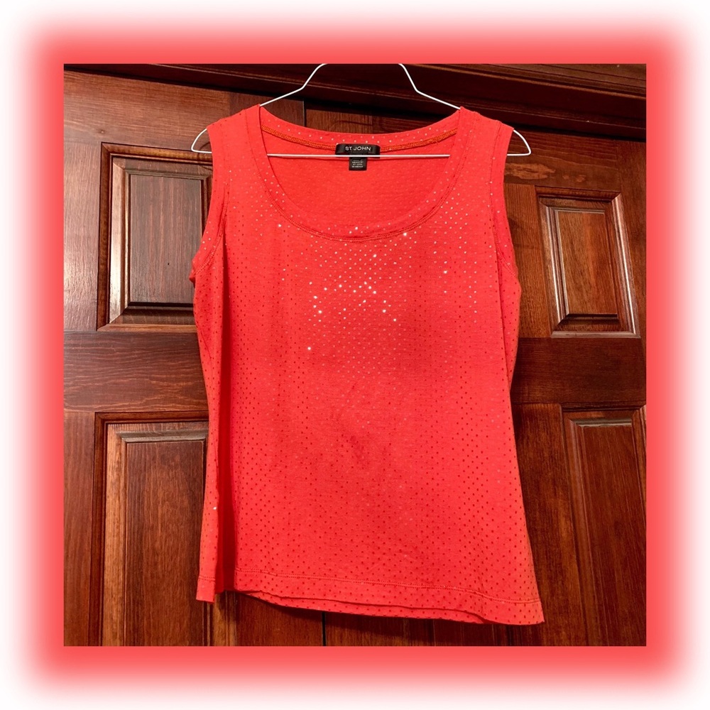 St John Contour Tank w Sequin Like Polka Dots